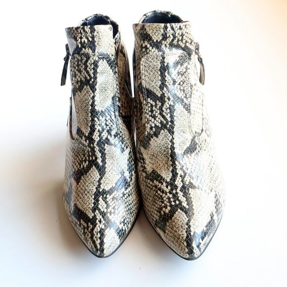 Franco Sarto Snakeskin Embossed Leather Heeled Ankle Boots Booties Size 8 - Picture 4 of 16